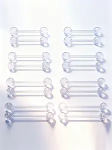16pcs 14g Clear Tongue Rings, Plastic Body Piercing Industrial Barbell, Flexible Curved Barbell, Minimalist Design, Lightweight Jewelry, Body Piercing Kit