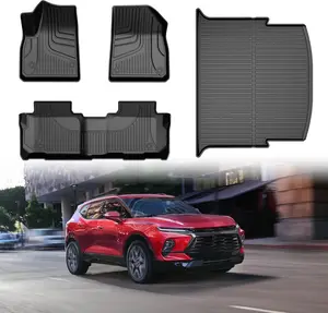 Custom Fit All-Weather Car Floor Mats & Cargo Mat Heavy-Duty Set for 2019-2024, 2025 Blazer (Not for EV) - TPE Rubber Auto Interior Accessories, Non-Slip, Waterproofing, Quick-Install Automotive Floor Liners