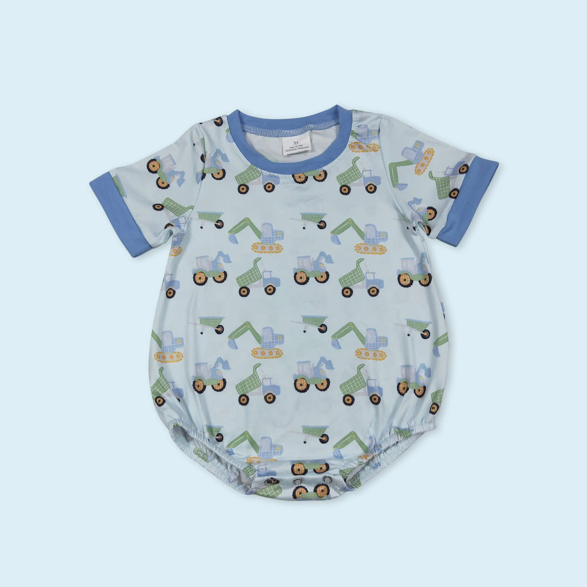 Baby boy construction summer romper Baby boy construction summer romper