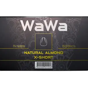 WAWA 600PCS Almond Nail Tips, Pre-shaped Clear Fake Nails Tips with box - 14 Sizes Full Cover Soft Acrylic False Gel x Tip Press On for Nails Extension