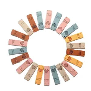 12pcs Colorful LOVE Rectangular Leather Labels, Microfiber Leather, LOVE Love Pattern Embossed Clothing Labels, Shoe Bag Labels, DIY Clothing Sewing Supplies, Clothing Accessories