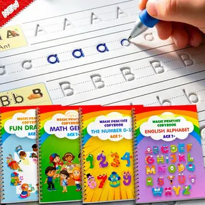 Magic Practice Copybook for  Ages 3-8, 4 Pack Grooved  Handwriting Workbooks, Tactile Letter and Number Tracing Set with 2 Disappearing ...  Graduation or  Learning