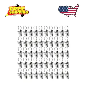 50 PCS Stainless Steel Curtain Hooks Curtain Clips with Hook