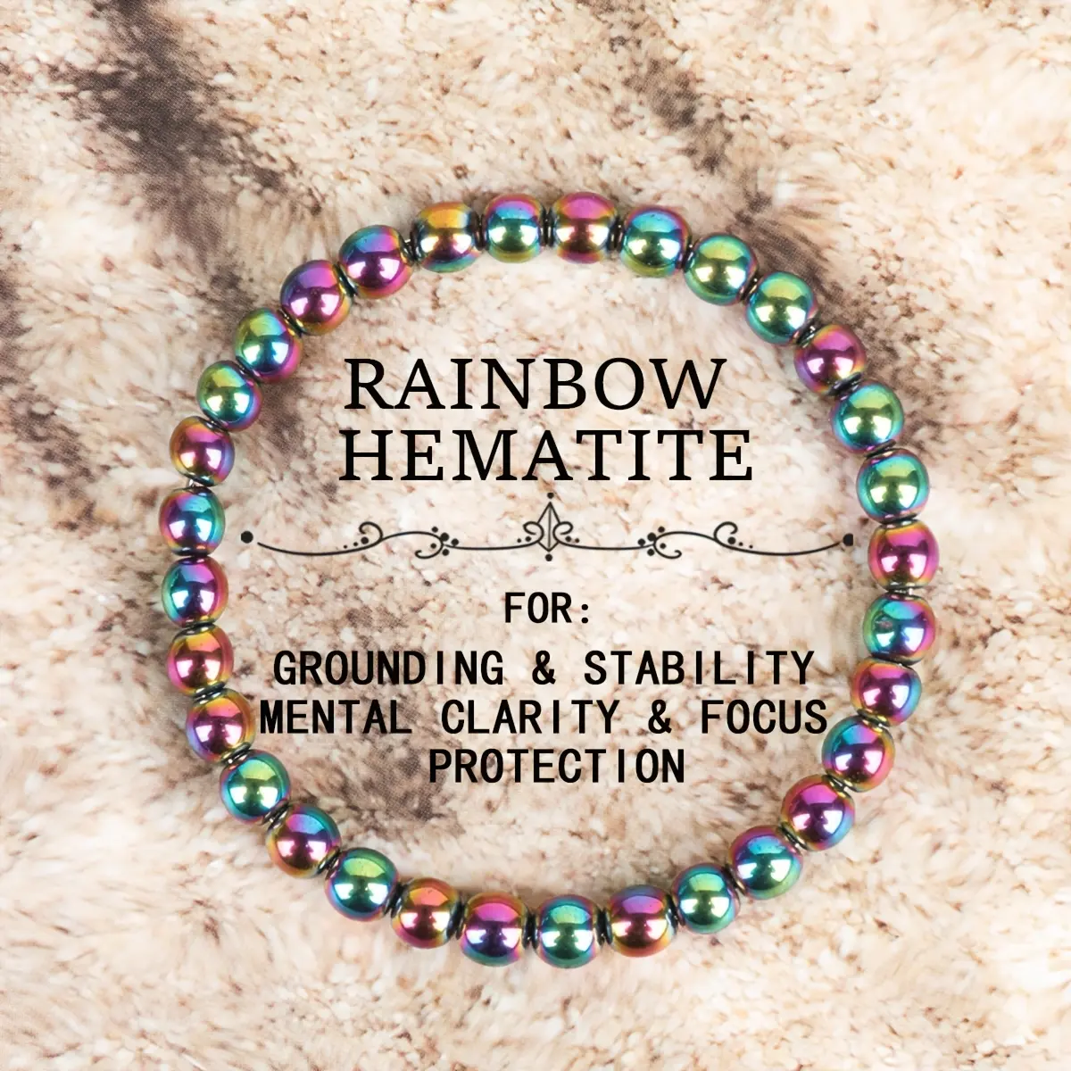 GADASLUY 6mm Beads Hematite Stone Elastic Bracelet - Unisex Grounding, Stability, Mental Clarity, Focus, Protection Accessory for Casual Wear - Ideal Valentine’s Day, Christmas Gift for Loved Ones