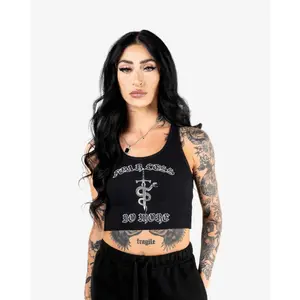 Fear Less Do More Ribbed Tank - Black