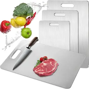 Stainless Steel Cutting Board 100% Food-Grade Titanium for Kitchen Use Non-Stick Hygienic Durable Double-Sided Easy to Clean 13 x 9 Inches Premium Kitchenware bid farewellPlastic Wooden