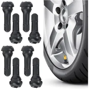 8PCS TR413 Tubeless Tire Valve Stems, Black Rubber Snap-in Short Valve Stems, Automotive Universal Valves for Tubeless 0.453 Inch 11.5mm Rim Holes on Standard Vehicle Tires (TR413)