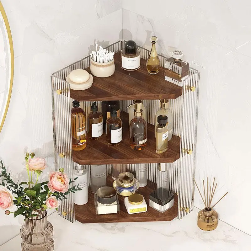 3-layer Acrylic Corner Shelf, 1 Count Multi-purpose Cosmetics Desktop Corner Shelf,  Space Saving Multi-layer Storage Rack for Home Bathroom Salon Dormitory