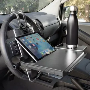 Mount-It! Height Adjustable Steering Wheel & Backseat Tray Foldable Car Organizer for Ergonomic View Easy Storage Car Accessories Women Multifunctional Car Organizer