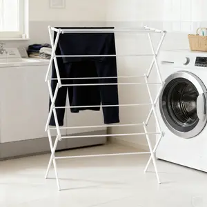 Home Essential Foldable Laundry Rack White Chrome Heavy Duty Portable Clothes Drying Rack Indoor Outdoor Universal Compact Easy to Move Large Capacity
