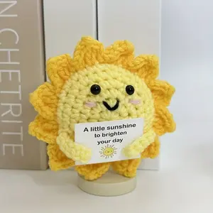 Cute Knitted Sun Decorative Figurine, Crochet Figure, Bright Rays, No Power Needed, Perfect Gift for Birthday, Halloween, Christmas, Housewarming