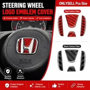 1Pc Car Steering Wheel Carbon Fiber Pattern Badge Logo Pattern Car Steering Wheel Protection Sticker Decoration Creative Car Accessories Suitable for Honda Civic Accord Fit City Vezel CRV HRV Odyssey Jazz Prelude Insight