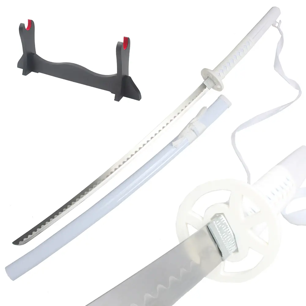 41 inches Real Bleach Sword Cosplay Sode no Shirayuki White Swords with Wooden Holder Stand Display for Anime Fans Halloween Role Playing Props Cosplay Collection Christmas Gift Birthday