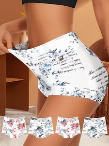 QUASTl 4-Piece Set High-Waisted Women's Fashion Panties - Soft,Breathable, Skin-Friendly Fabrics Multi-Color Pattern Design,Comfortable, Versatile, Elegant,Suitable for Various OccasionsWomenswear Floral