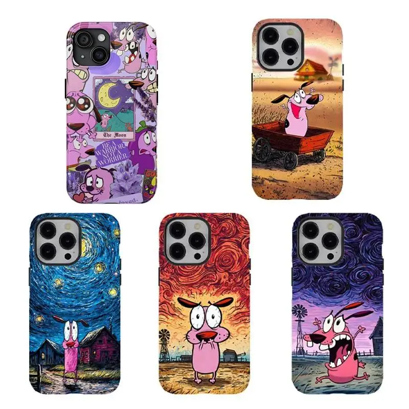 Courage the Cowardly Dog Starry Night Mashup Phone Case,for iPhone 16 15 14 13 12 11 17Pro Max,for Samsung S25 S24 S23 S22 Ultra,Gift For Fans,Protective Cover Christmas/birthday Gift