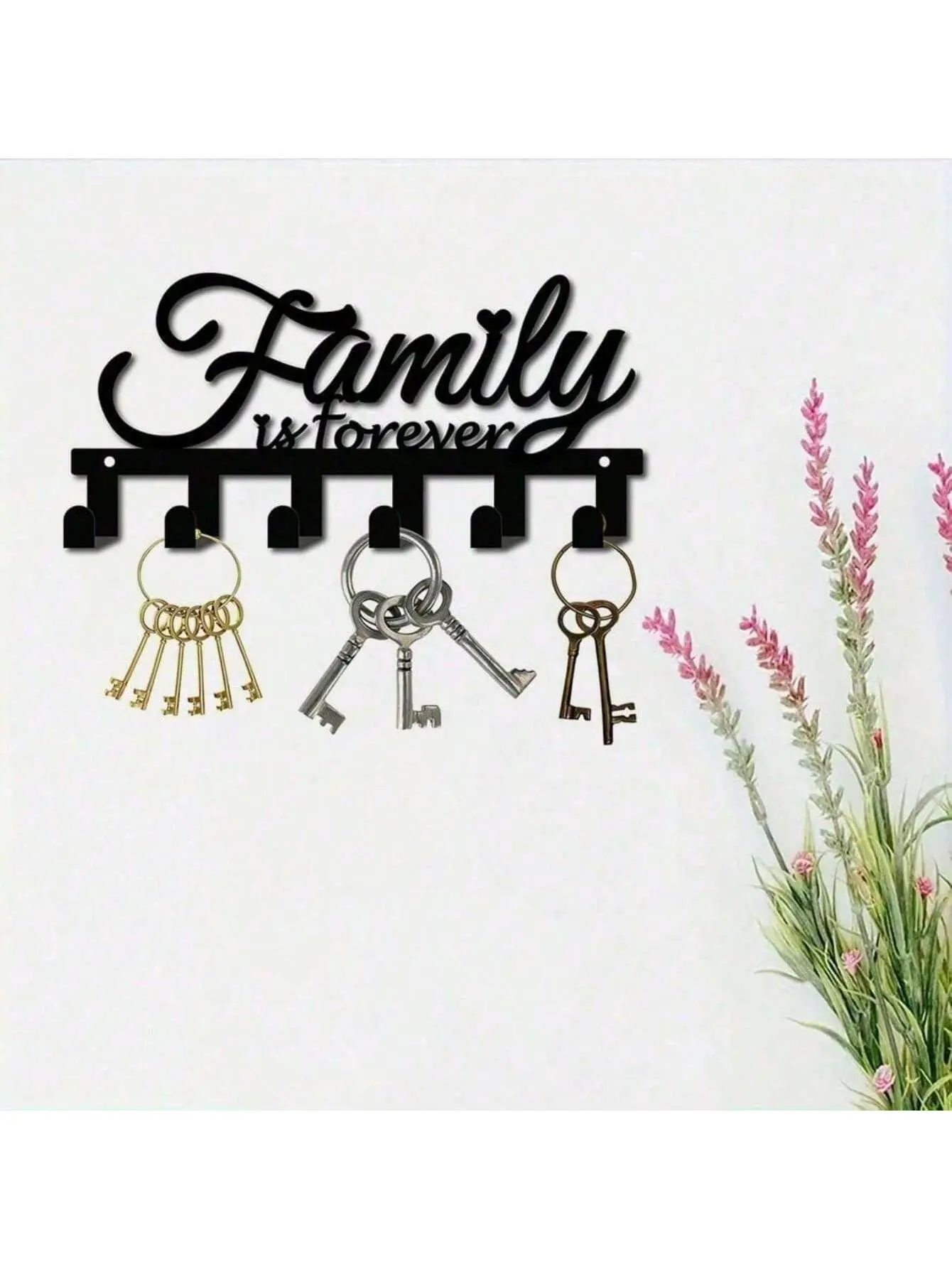 Modern Wall-Mounted Key Holder & Entryway Organizer With Storage Shelf - Sleek Key Hooks Rack, Wall Decor For Hallway, Entryway, Bedroom & Closet | Sturdy Wrought Iron Key Hanger For Home, Apartment, Dorm | Essential Home Organization Supplies & Unique H