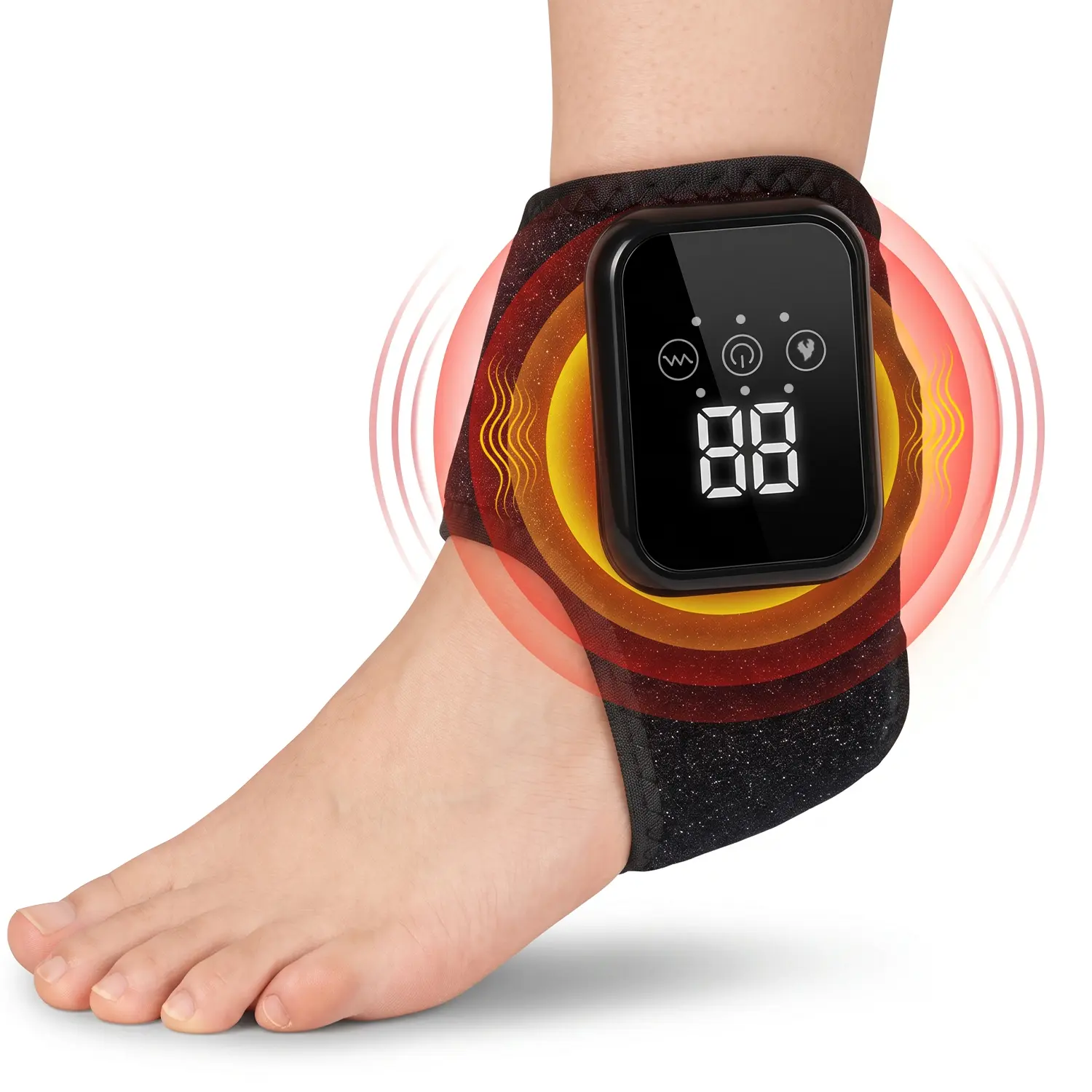 Wireless Heated Ankle Massager With 3 Vibration Modes Suitable For Use After Sports or Work Breathable Fabric Compact And Portable, Universal Size Best Holiday Gift