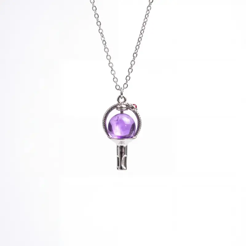 KPop ARMY Inspired Light Stick Charm Pendant Necklace - Unisex Adjustable Choker Collarbone Chain, 7g Costume Jewelry Accessory Goals, Gift for Fans, Enthusiasts
