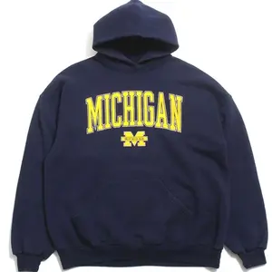 Vintage Michigan Hoodie - Classic University of Michigan Sweatshirt, Retro College Style Pullover, Navy Blue Unisex Hoodie
