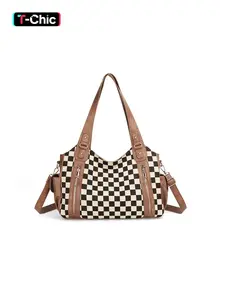 Checkered Large Hobo Purses for Women Vintage Crossbody bag Tote Bag for Shoulder Bag Multiple Pockets Tote Handbags Parties, Travel Satchel, Work bag Adjustable Crossbody Shoulder