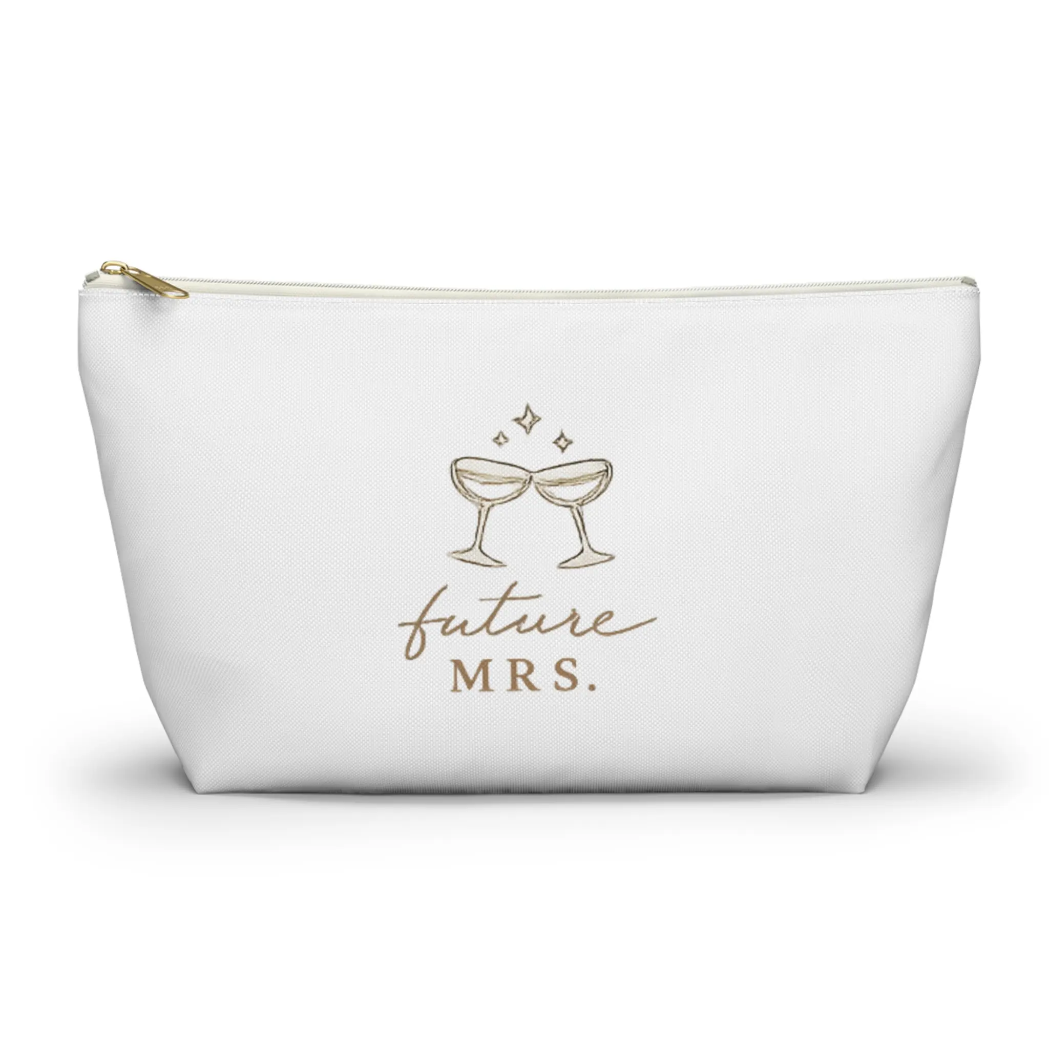 Polyester Synthetic T-Bottom Wedding Makeup Bag for Future Mrs., Hand-Lettering