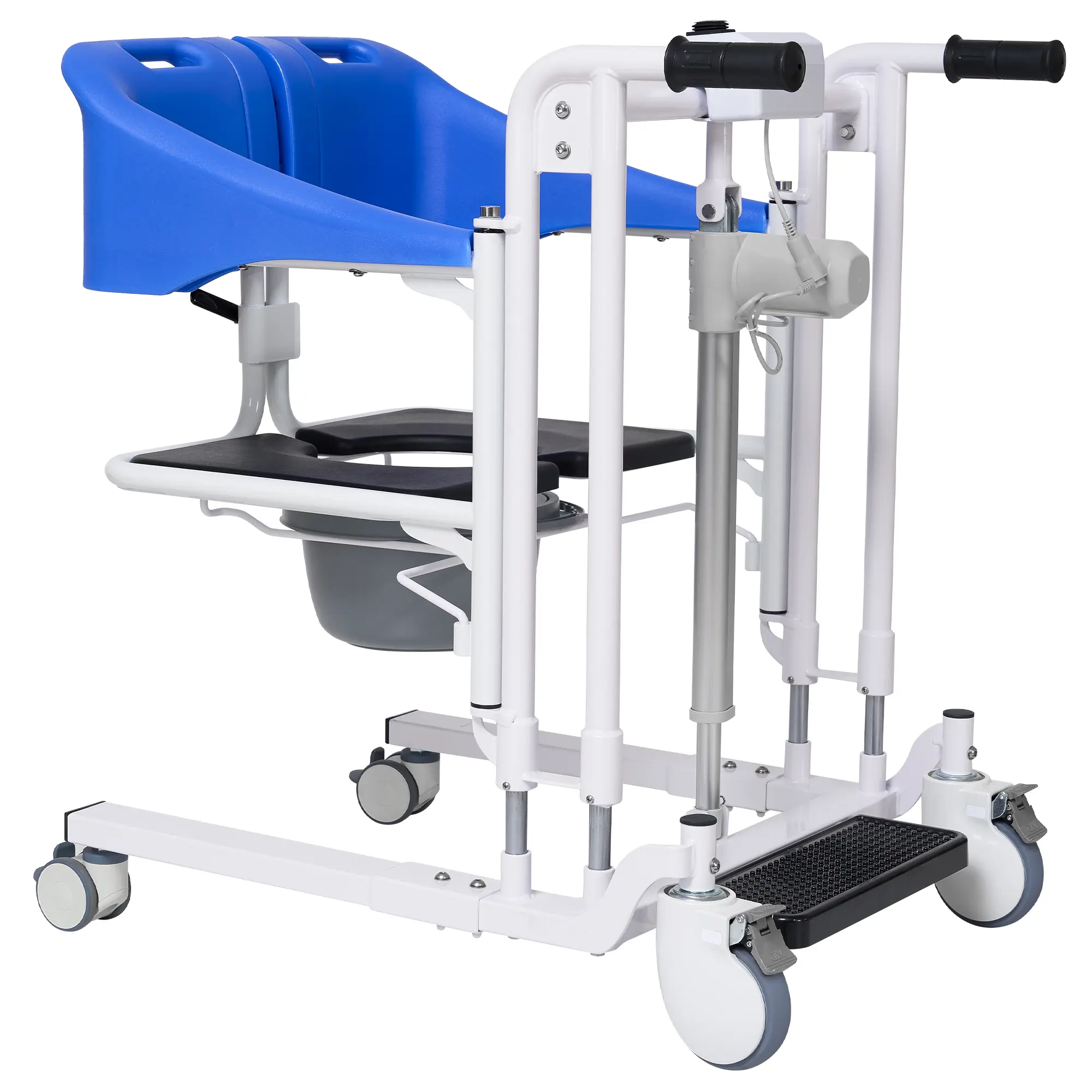 Electric Lift Transfer Chair with Adjustable Height & Commode - 330lbs Capacity, Folding Portable Lift for Elderly, Safe Bed-to-Car Mobility Solution