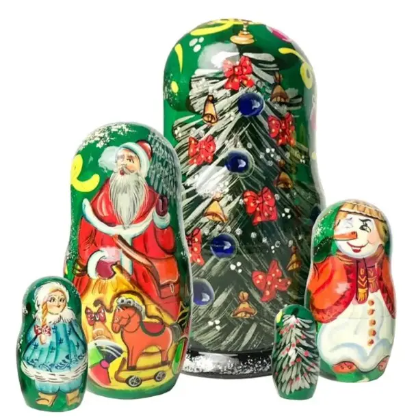 G.DeBrekht 1101512 Hand Painted Russian Matryoshka Wooden Nesting Doll, 3-Nest Mr. & Mrs. Christmas Stacking Doll, Easy to Open and Close Fine Details Festive Home Decoration for Mother's Day, Mothers Day, Beautiful And Unique