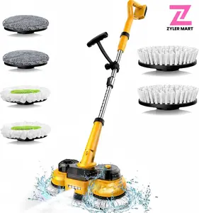 Cordless Electric Mop 20V Battery 2 in 1 Spin Mop & Floor Scrubber with LED Light & Water Spray 800 RPM for Hardwood Tile Durable Portable Cleaner Multifunction Adjustable