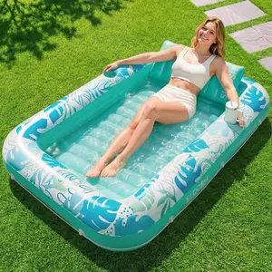 4 in 1 Inflatable Tanning Pool Lounger, 70"x46" Pool Float with Pillow, Sunbathing Water Lounge for Adults & KidsPoolFloat