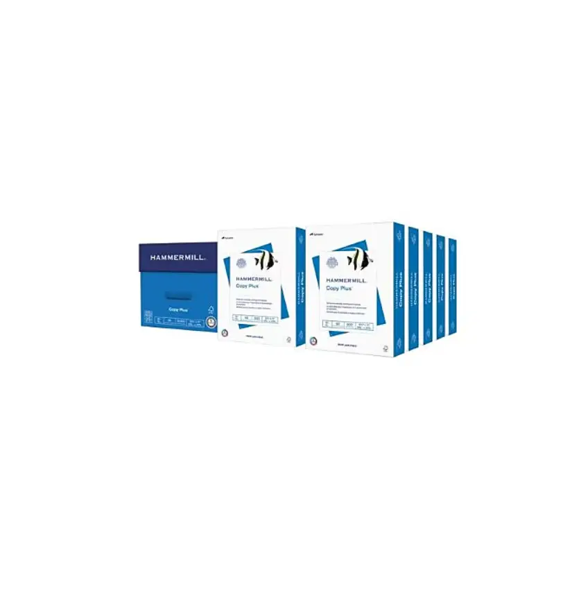 Hammermill Copy Plus 8.5" x 11" Copy Paper, 20 lbs., 92 Brightness, 5000 Sheets/Carton (105007)