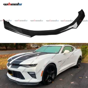 For 2016-2024 Chevy Camaro SS & 2019-2024 Camaro LS/LT/RS - Gloss Black Carbon Fiber Front Bumper Lip Spoiler (Not for ZL1) Automotive