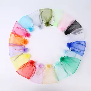 Transparent mesh bag pearl yarn organza plain cosmetic drawstring gift bag 1PC