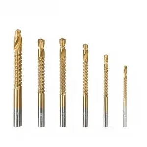 6 Pack Titanium Coated HSS Twist Drill Bits | 3–8mm Serrated Side Cutting Drill Bits | Woodworking Tools for Plastic, Metal & Wood Hole Drilling