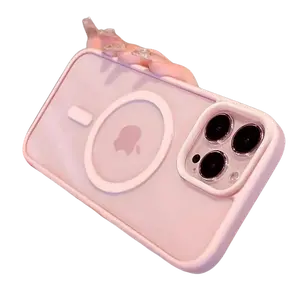New Acrylic Magnetic Clear Case For iPhone17/ 16 15 14 13 12 11 Pro X XS Max 16 Plus Magsafe Wireless Charge Girls Pink Hard Back Cover phone case For iphone 13 iphone 16 case