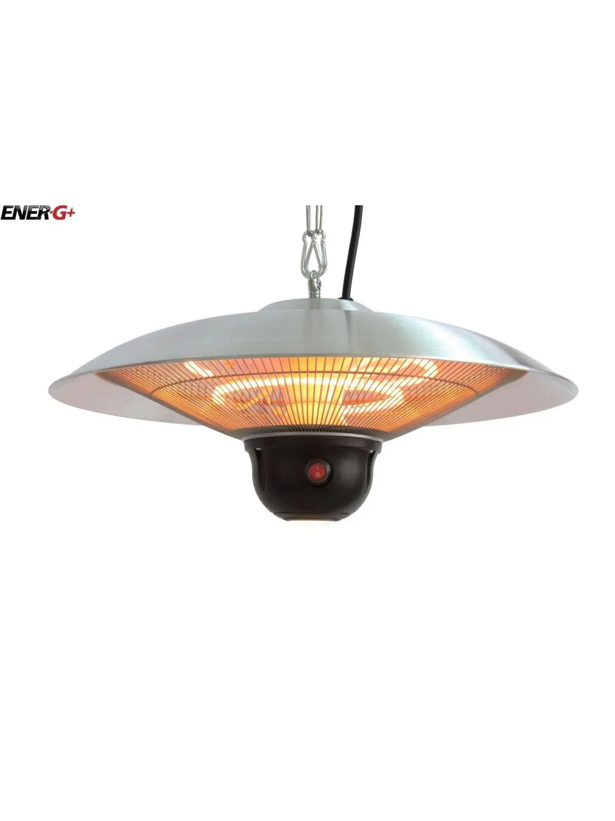 Energ Plus HEA-21522 Silver Infrared Electric Outdoor Hanging Heater - LED Lights, Remote Control, 8.5 lbs, Enclosed Area Safe, Efficient Radiant Heat, All Seasons Instant Warmth Year-Round, Energy Efficient