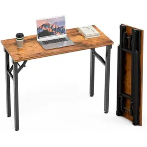 Small Computer Desk Folding Table -  Foldable Office Desk, No Assembly, Perfect for Small Spaces in Bedroom, Dorm, or Apartment, Portable Mini Desk or Study Table with Compact Design