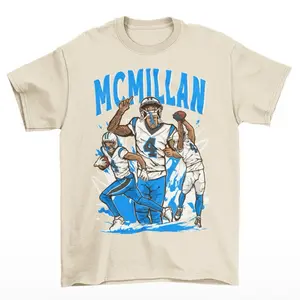Tetairoa McMillan Cartoon Style Carolina Football T-Shirt - Men’s Adult Sizes, 100% cotton tee, unisex style