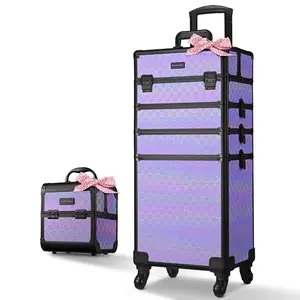 Byootique Makeup Train Case Kit with Cube Case Cosmetic Organizer Mermaid, Rococo, ForgetMeNot, CoyoteButtes, Art Deco Optional