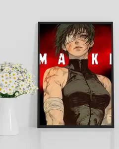 Retro Anime Poster Maki Jjk Anime Print Minimalist Anime Decor Manga Character Poster Gift For Anime Lover ( Unframed - Print Only )