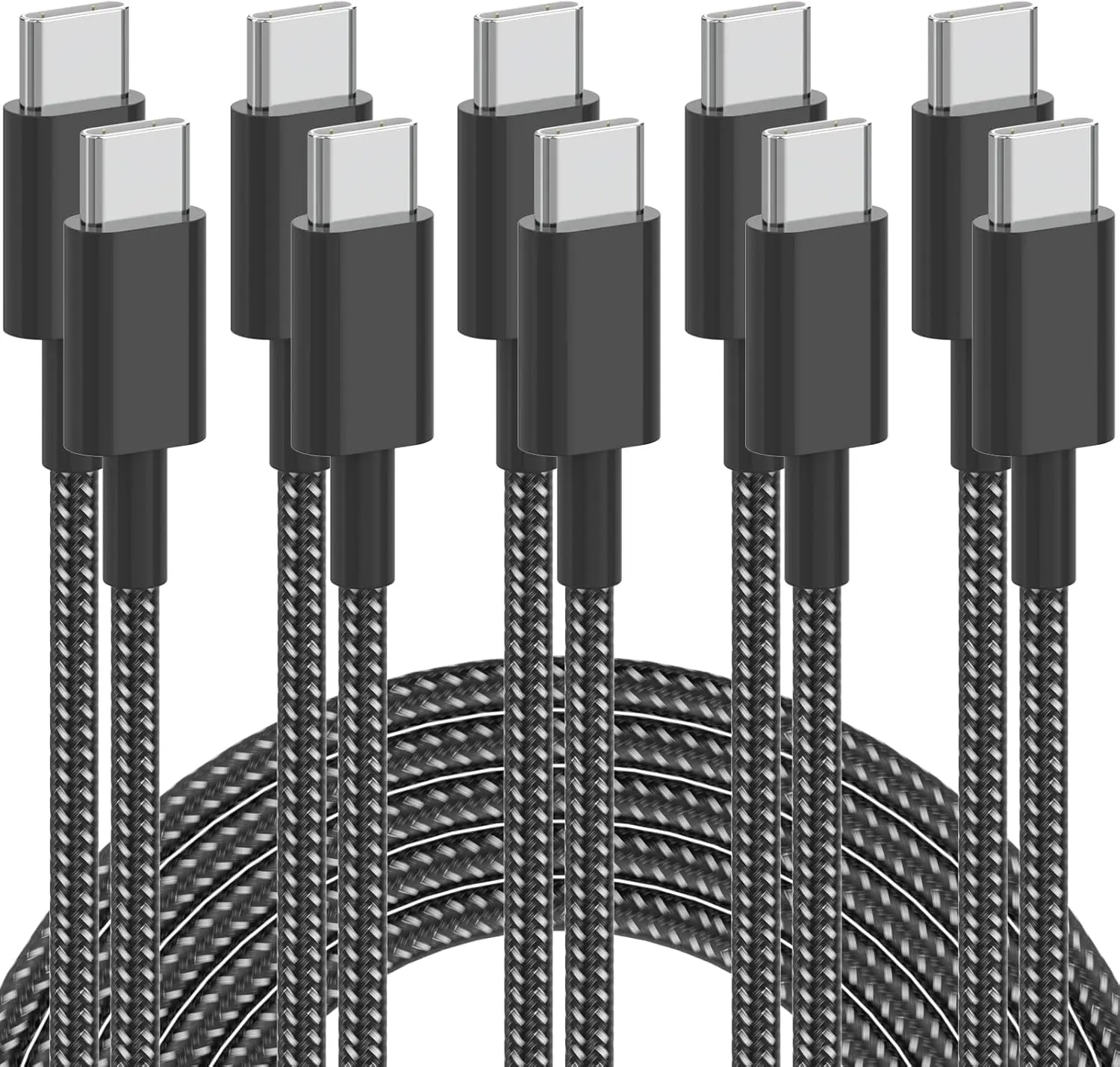 USB C , 5Pack 6FT USB C to USB C  60W(3A) Nylon Braided Type C Fast  Cord for  17 Air 16 15 Plus Pro Max, MacBook Pro, iPad Pro Air,  S24/S24 Ultra/S23