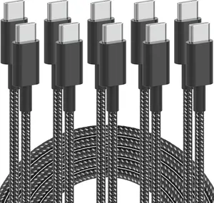 USB C , 5Pack 6FT USB C to USB C  60W(3A) Nylon Braided Type C Fast  Cord for  17 Air 16 15 Plus Pro Max, MacBook Pro, iPad Pro Air,  S24/S24 Ultra/S23