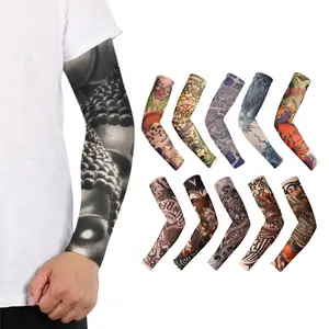 10 Piece Fake Temporary Tattoo Sleeves Full Set for Men Women, Looks Real and Seamless, Cool Tattoos Arm Sleeves to Cover Arms Sun Protection Sleeves Body Art Cooling Fake Slip On Arm Sun Protector Summer Holidays Driving Cycling Beach Volleyball