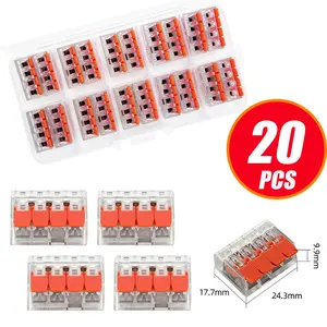 20pcs Pct-414 Electrical Quick Connectors, Lever Wire Nut Kit, DIY Universal Terminal Blocks, 28-12awg, 4 Port Push-In Headers, 0.4-4.0mm Cable Terminals