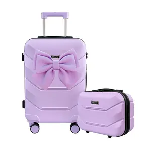 Carry-On Set 20+13 Inch | Cup Holder & USB Charging | Anti-Burst Zippers | Spinner Wheels | Phone Holder | Bow Included | Lightweight & Durable – No Check-In Needed