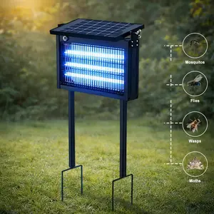 Solar Bug Zapper Outdoor Waterproof Electric Mosquito and Fly Zapper with Smart Light Sensor Rechargeable Solar Powered Trap for Patio, Backyard, Garden, Camping, and Indoor Use