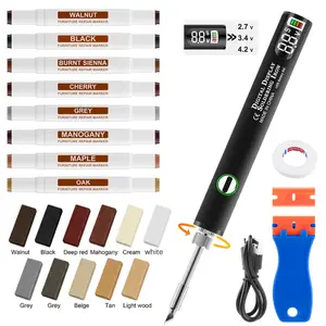 Laminate Wood Floor Repair Kit with Hard Wax Filler - Smart Wax Melting Tool with Digital Display & Marker Pen for Furniture Restoration Fix Match
