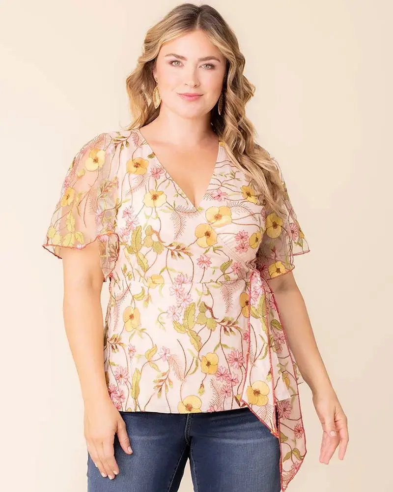 Rosalie Embroidered Wrap Top - Sale!