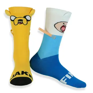Adventure Time Socks Men's Finn And Jake 3D Features Mid-Calf Crew Socks 1 Pair Fits Shoe Size 8-12