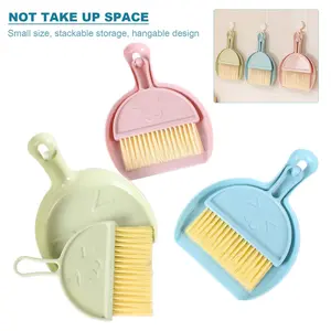 Small Broom and Dustpan Set, 3PCS Mini Dust Pan and Brush Set, Broom Dustpan Brush, Handheld Dust Pan with Cleaning Brush Combo for Home, Table, Countertop, Sofa, Key Board