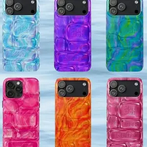 NeeDoh Cool Crush Ice Cube Phone Case, Printed Visual Effect Bubble Case, Colorful Aesthetic Phone Case Compatible with iPhone X, 11, 12, 13, 14, 15, 16, 17 Series & Galaxy Series